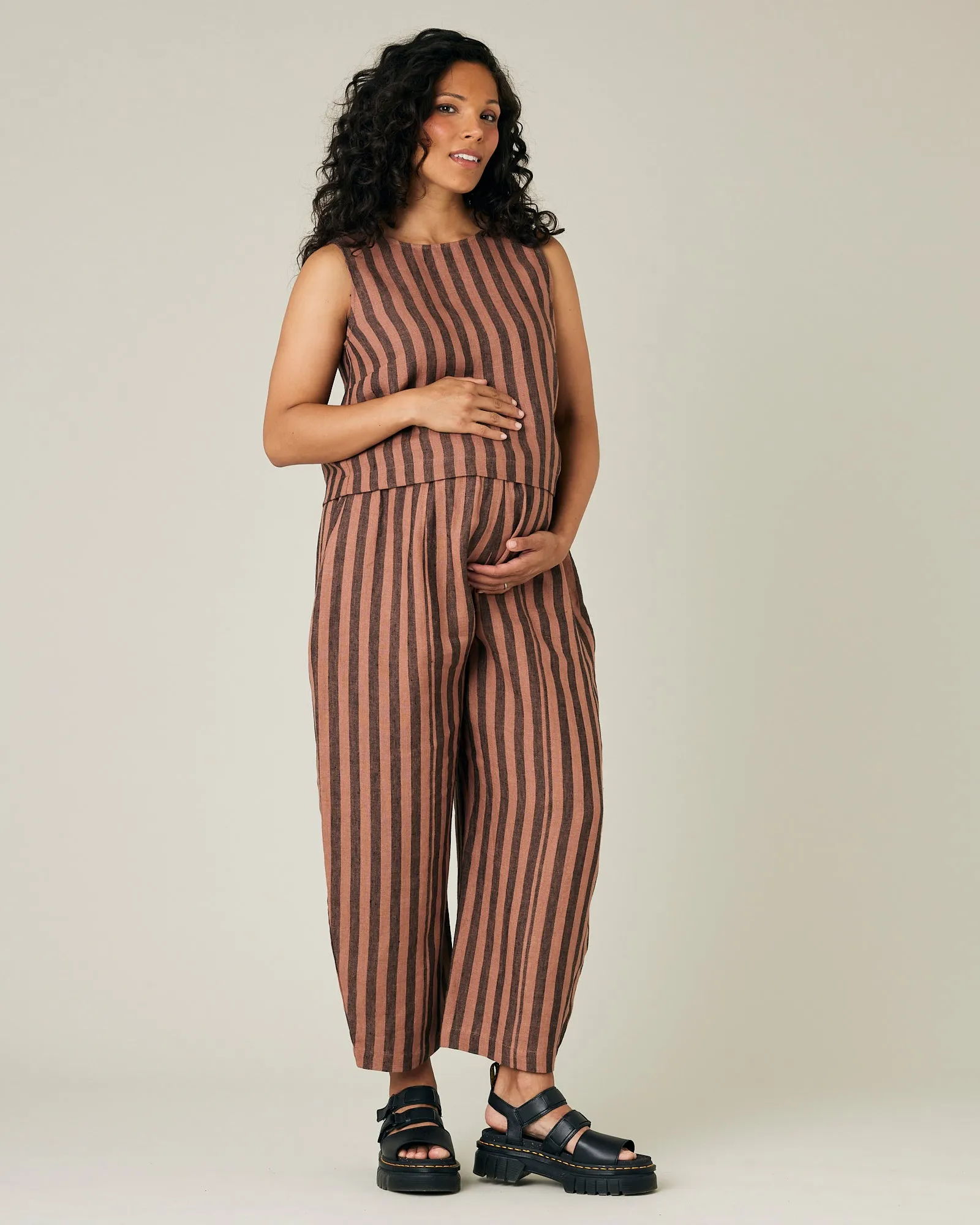 Mabel Biscuit Stripe Linen Trousers