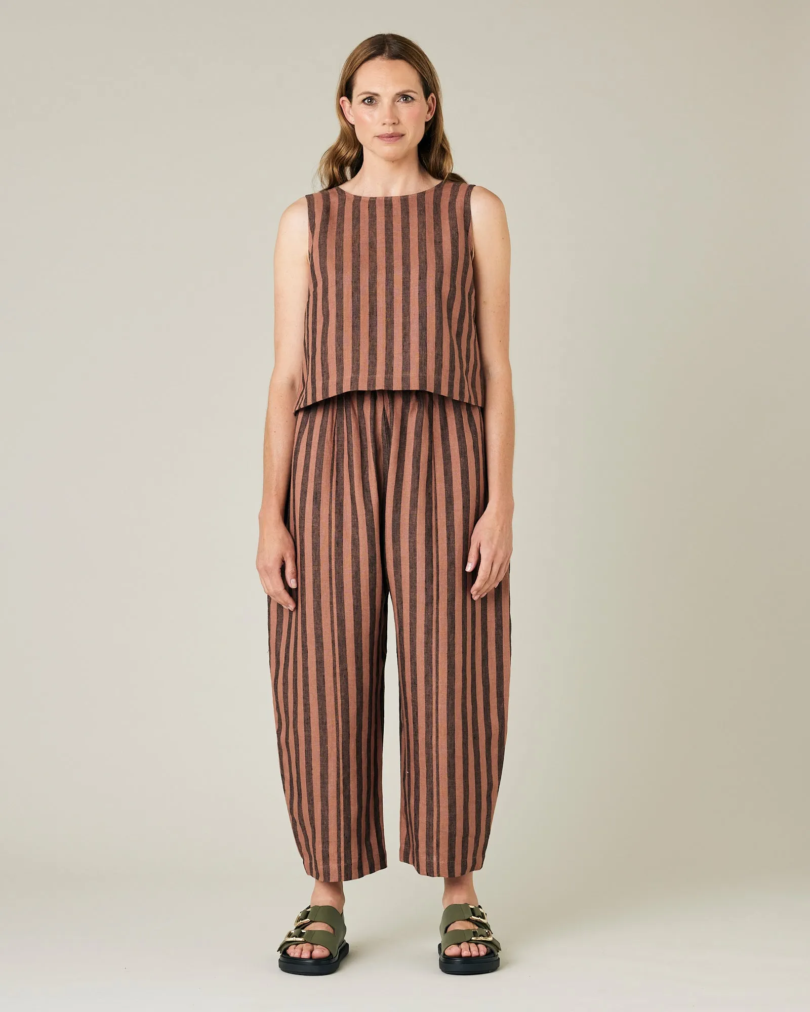 Mabel Biscuit Stripe Linen Trousers