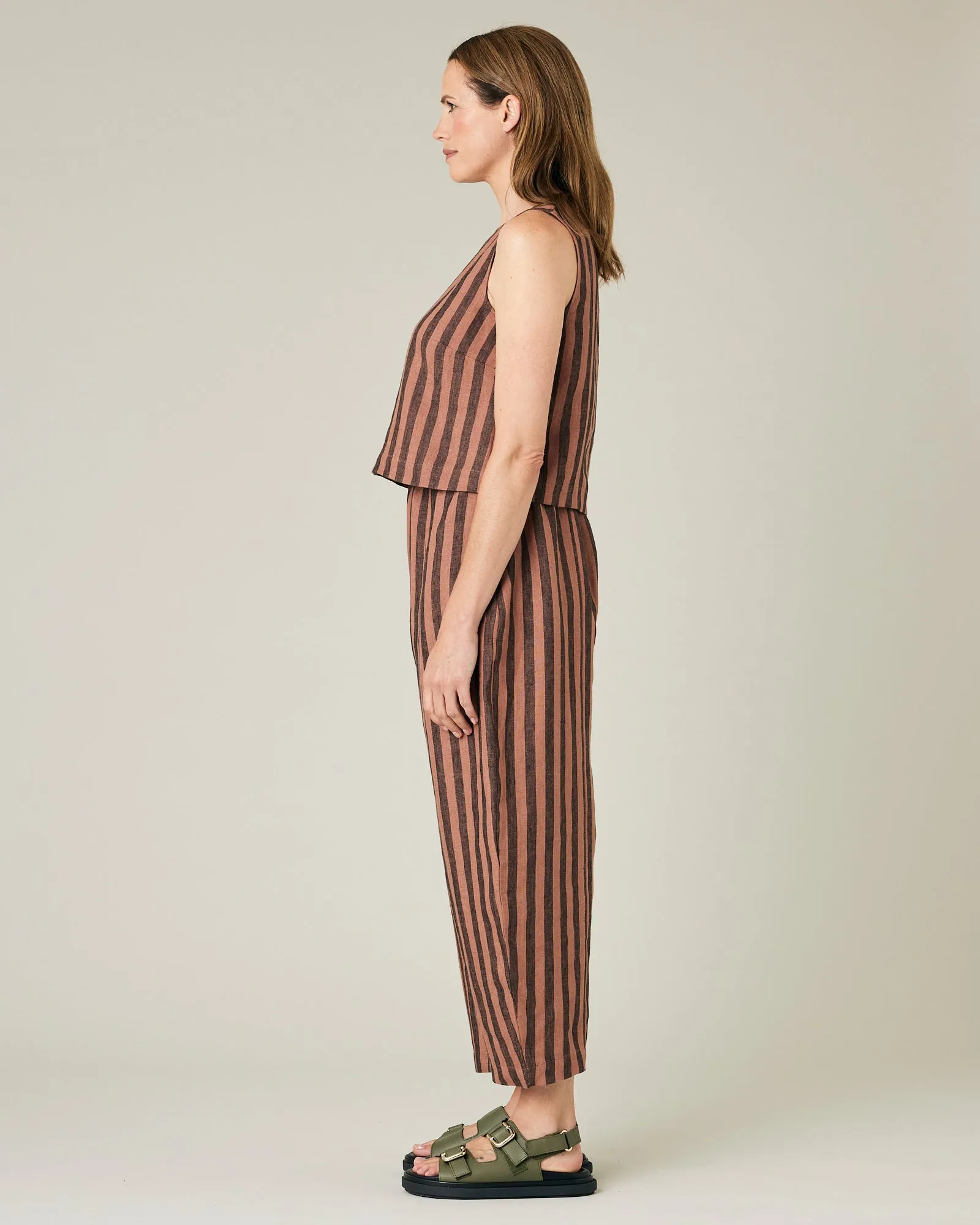 Mabel Biscuit Stripe Linen Trousers