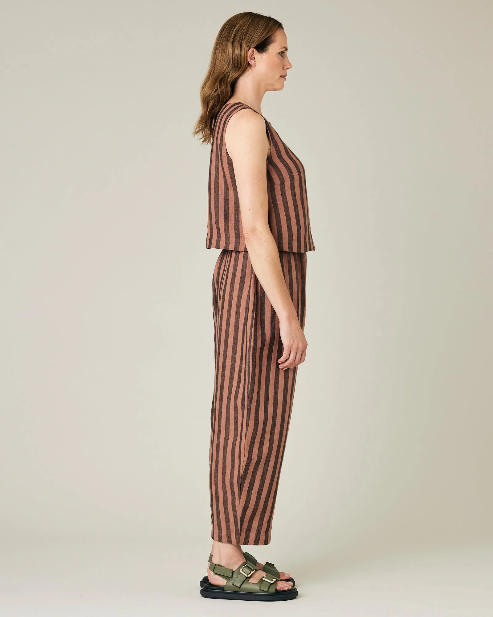 Mabel Biscuit Stripe Linen Trousers