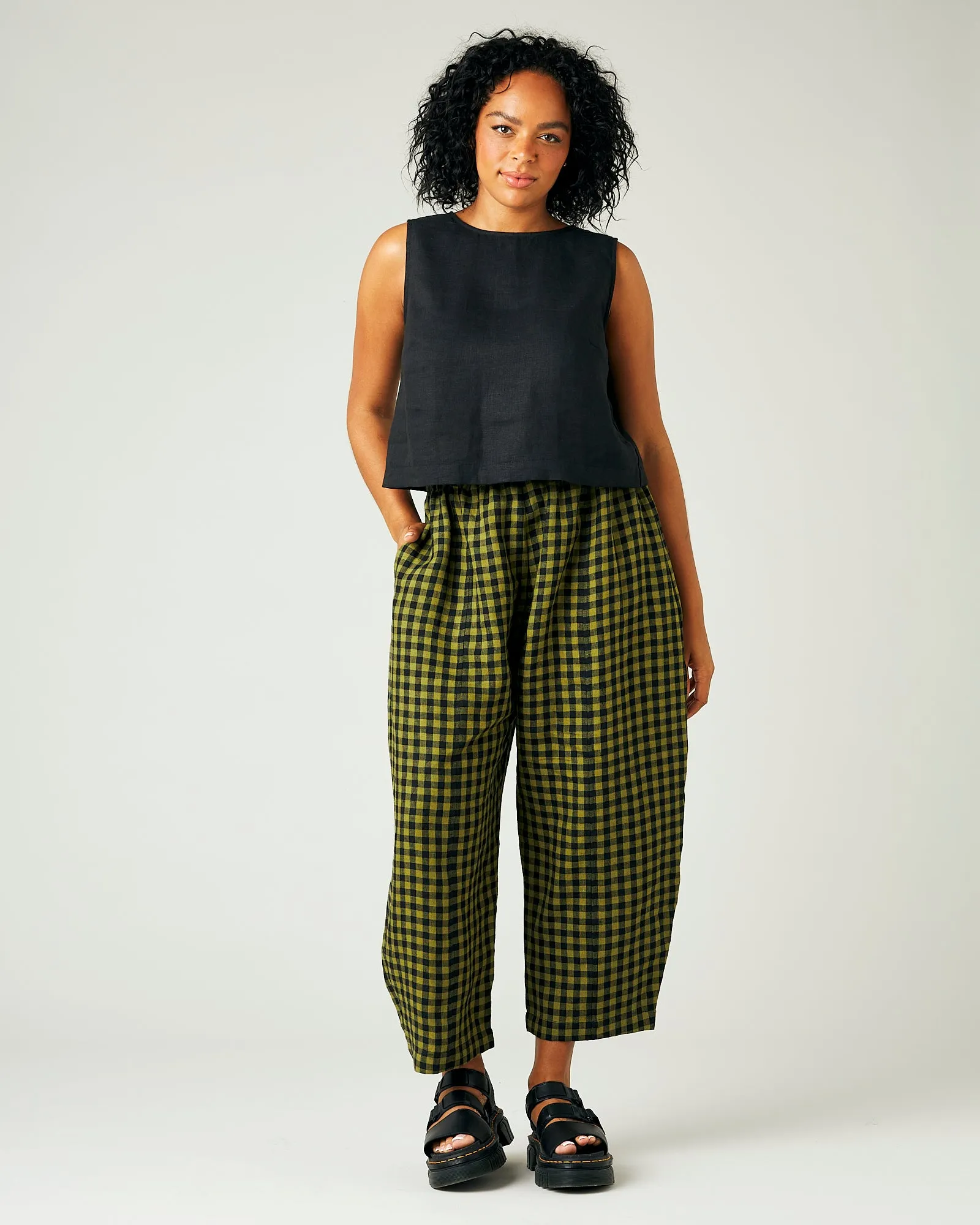 Mabel Green Gingham Linen Trousers