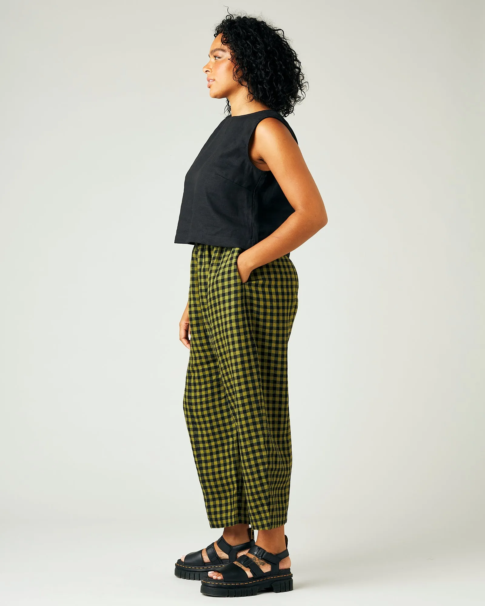 Mabel Green Gingham Linen Trousers