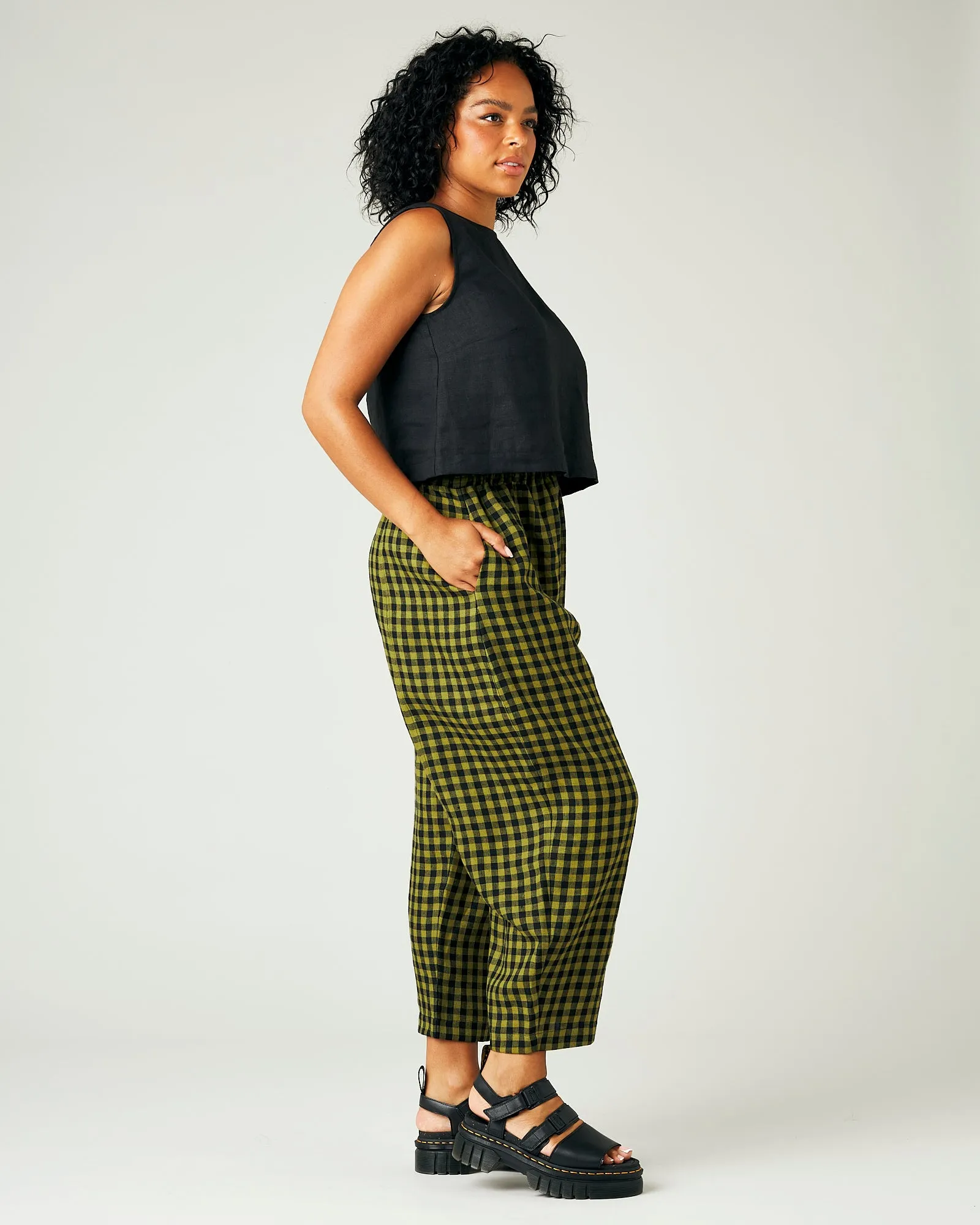 Mabel Green Gingham Linen Trousers