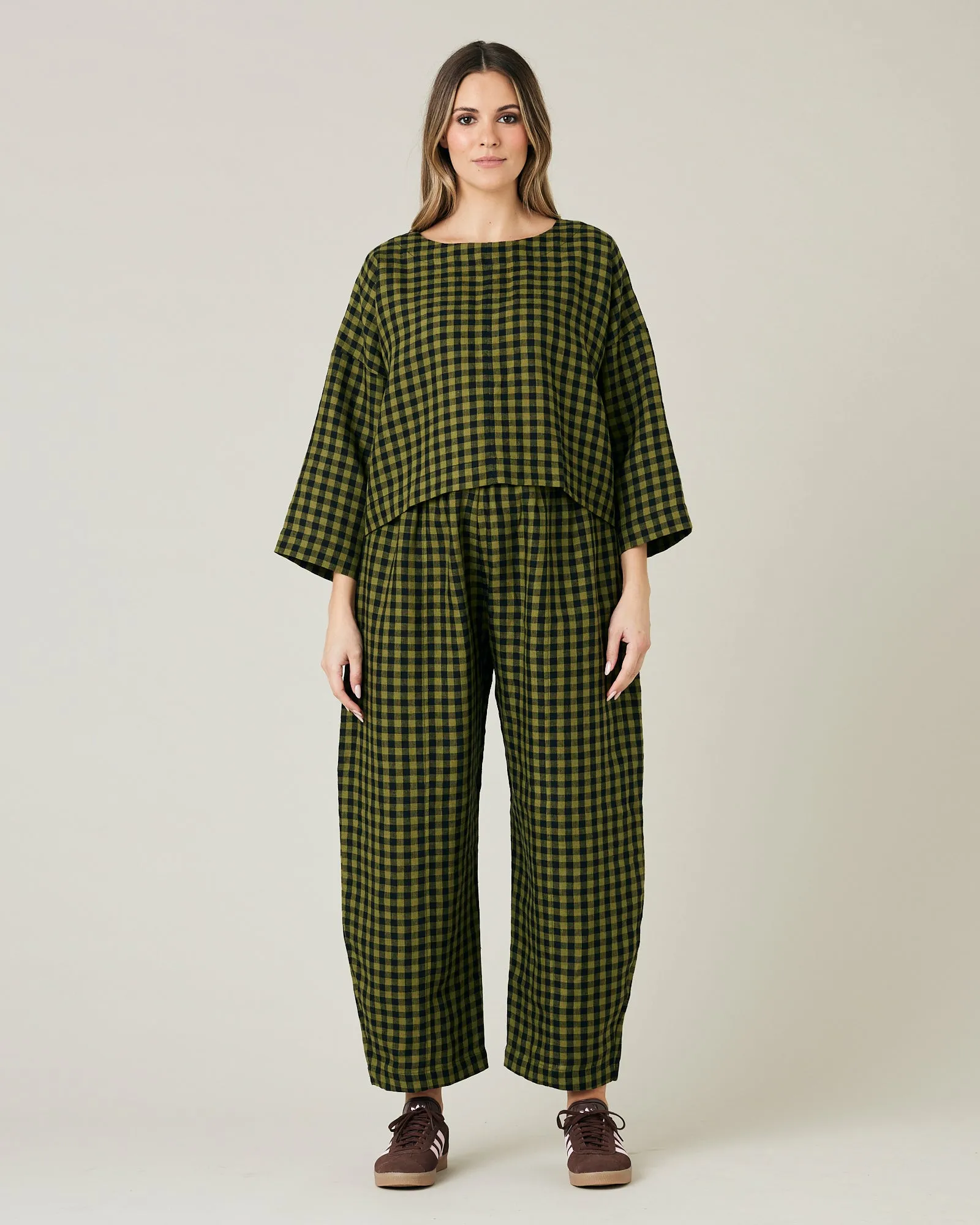 Mabel Green Gingham Linen Trousers