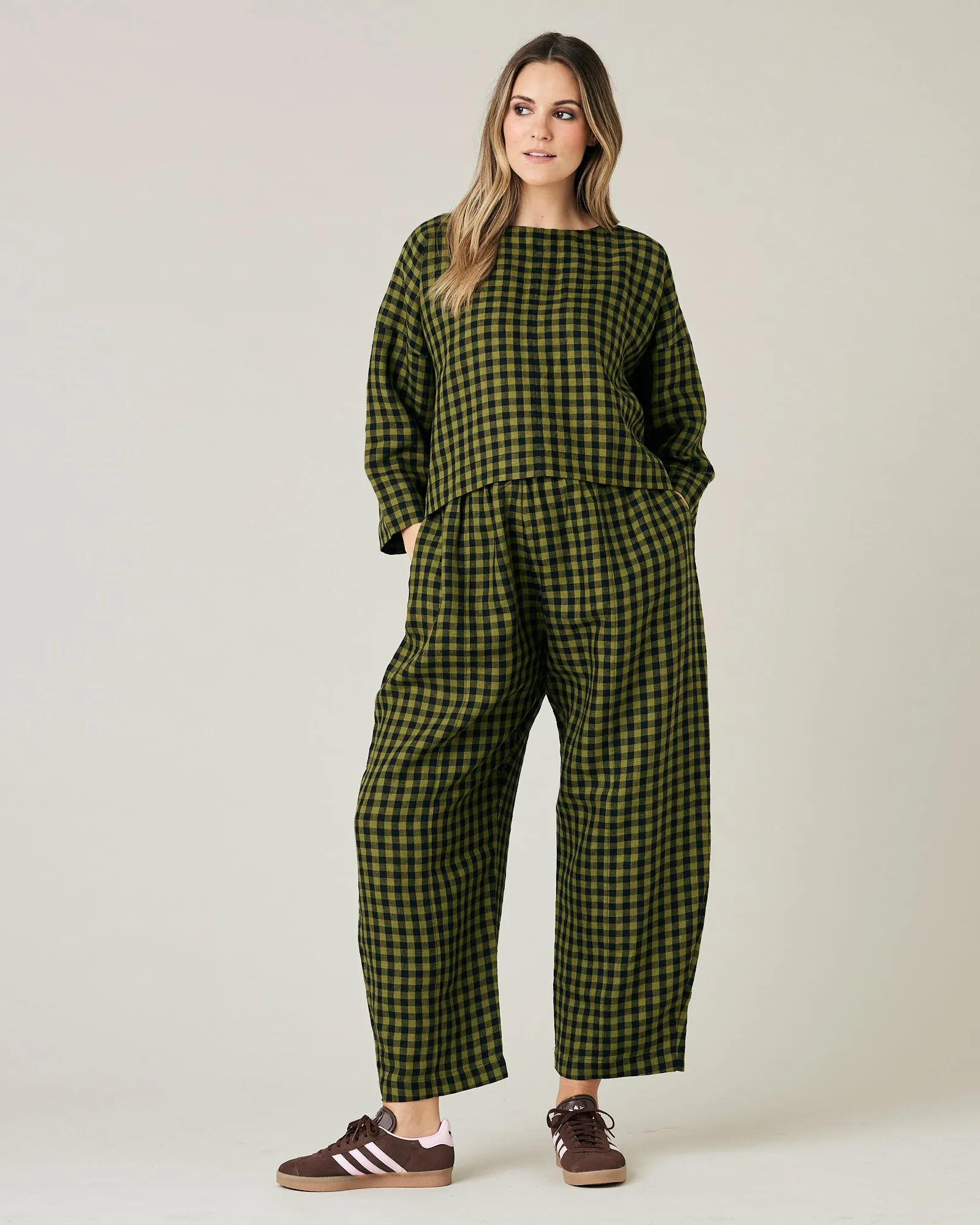 Mabel Green Gingham Linen Trousers