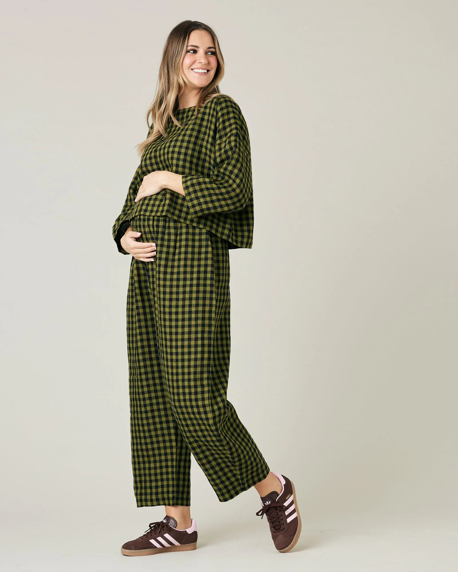 Mabel Green Gingham Linen Trousers