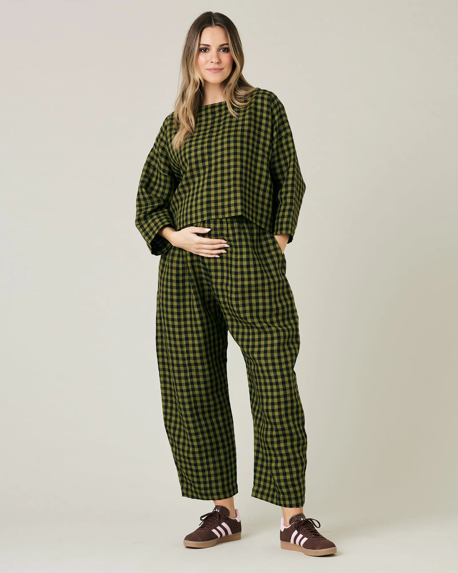 Mabel Green Gingham Linen Trousers