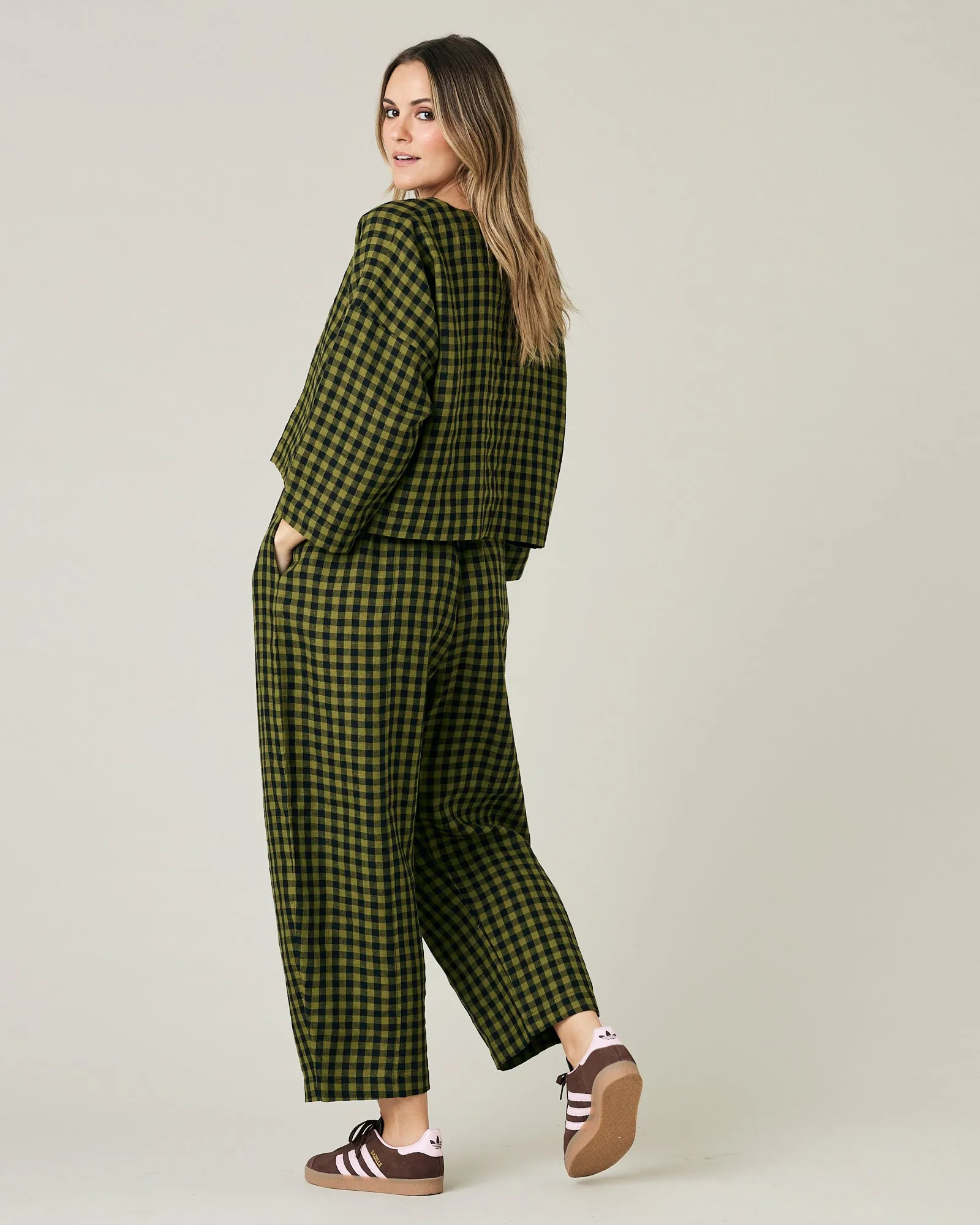 Mabel Green Gingham Linen Trousers