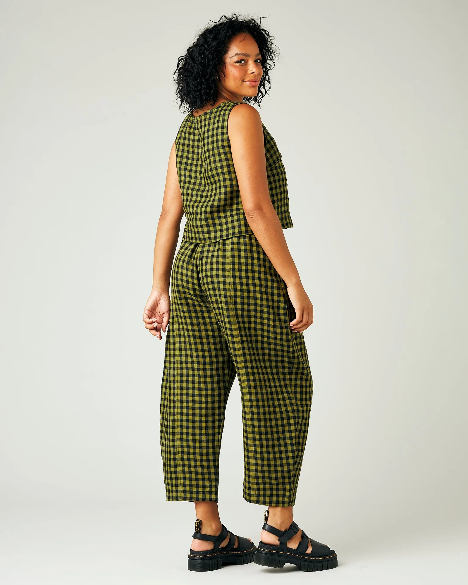 Mabel Green Gingham Linen Trousers