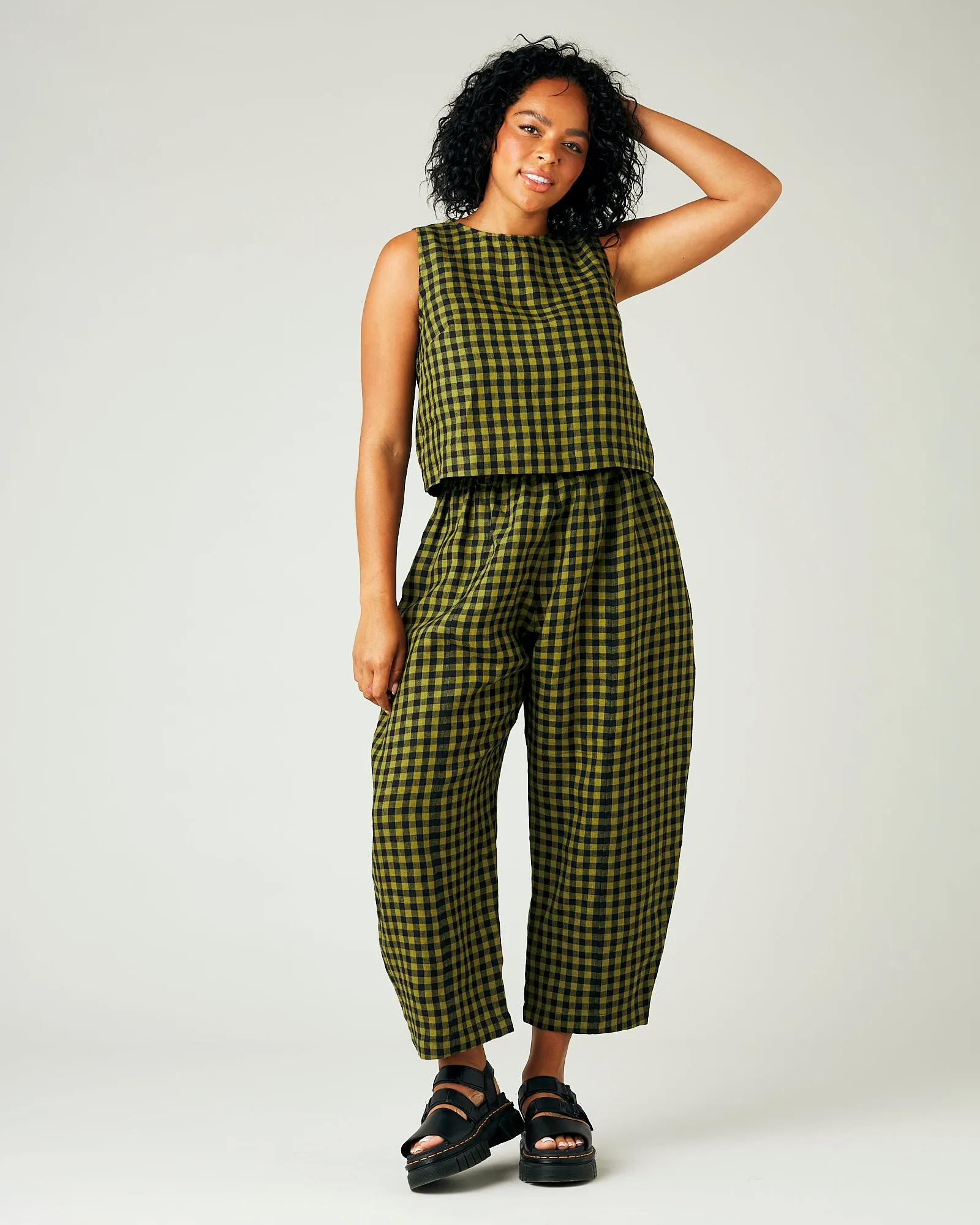 Mabel Green Gingham Linen Trousers