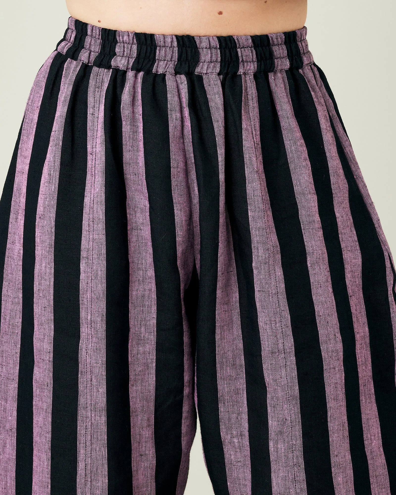 Mabel Pink & Black Stripe Linen Trousers