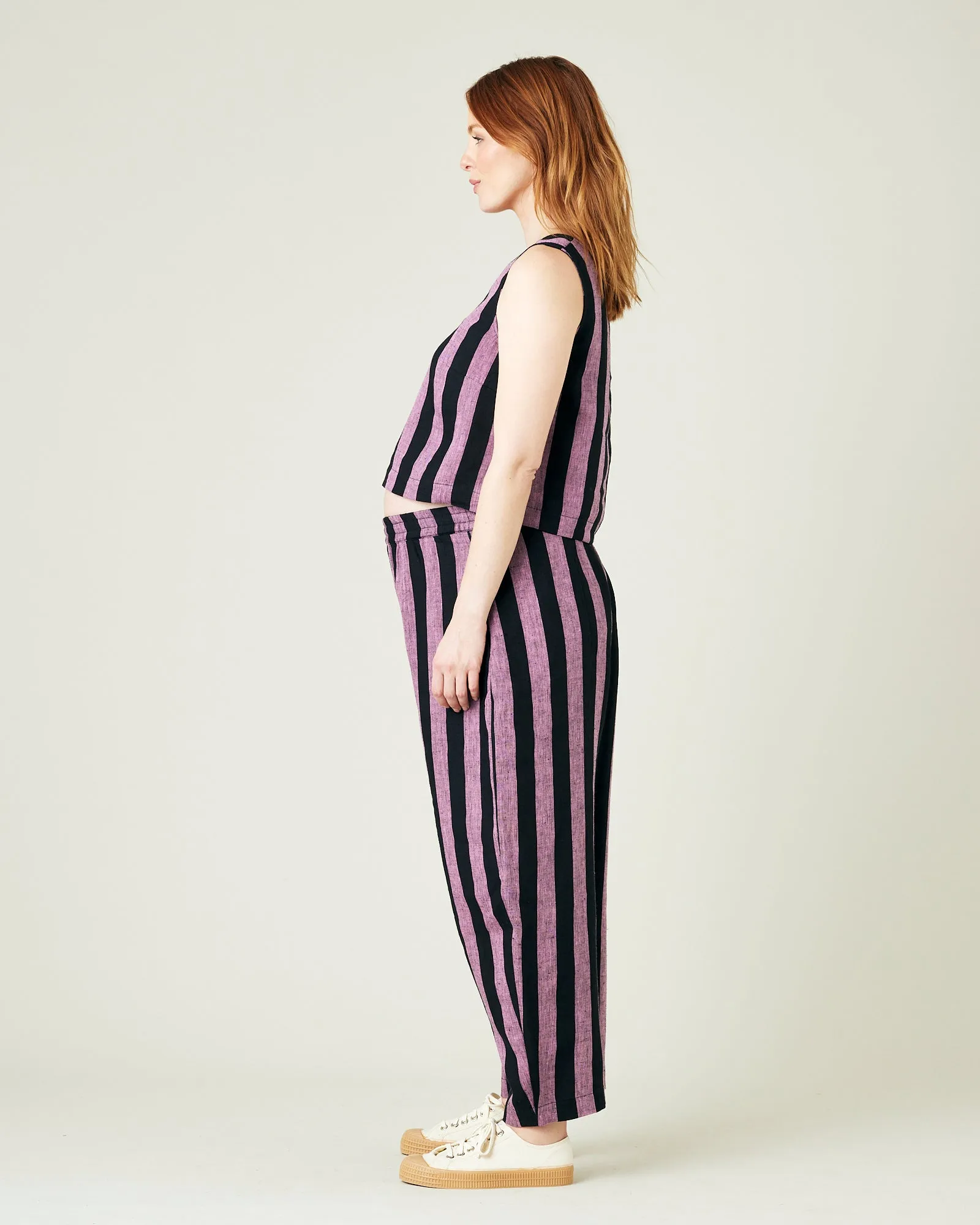 Mabel Pink & Black Stripe Linen Trousers