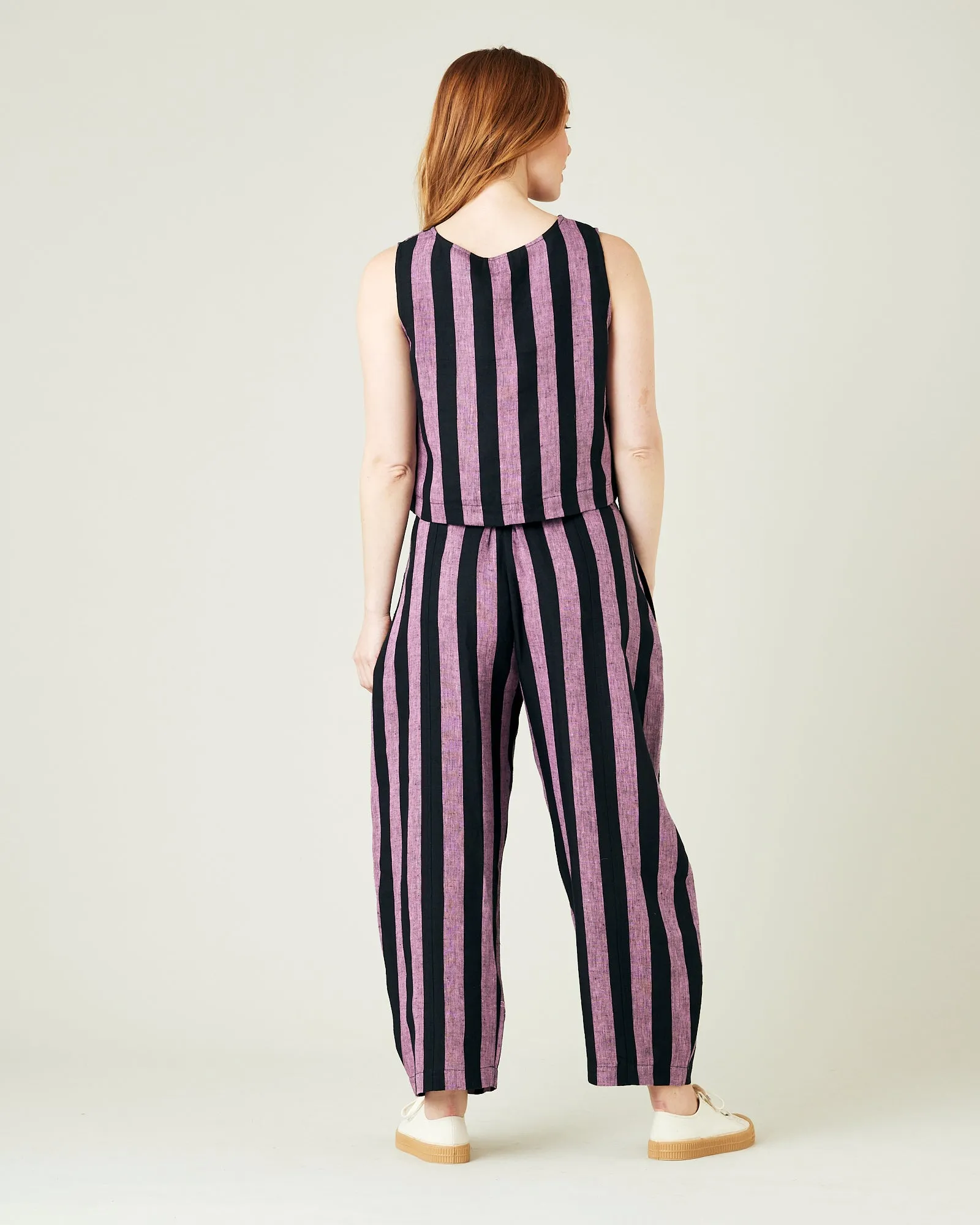 Mabel Pink & Black Stripe Linen Trousers