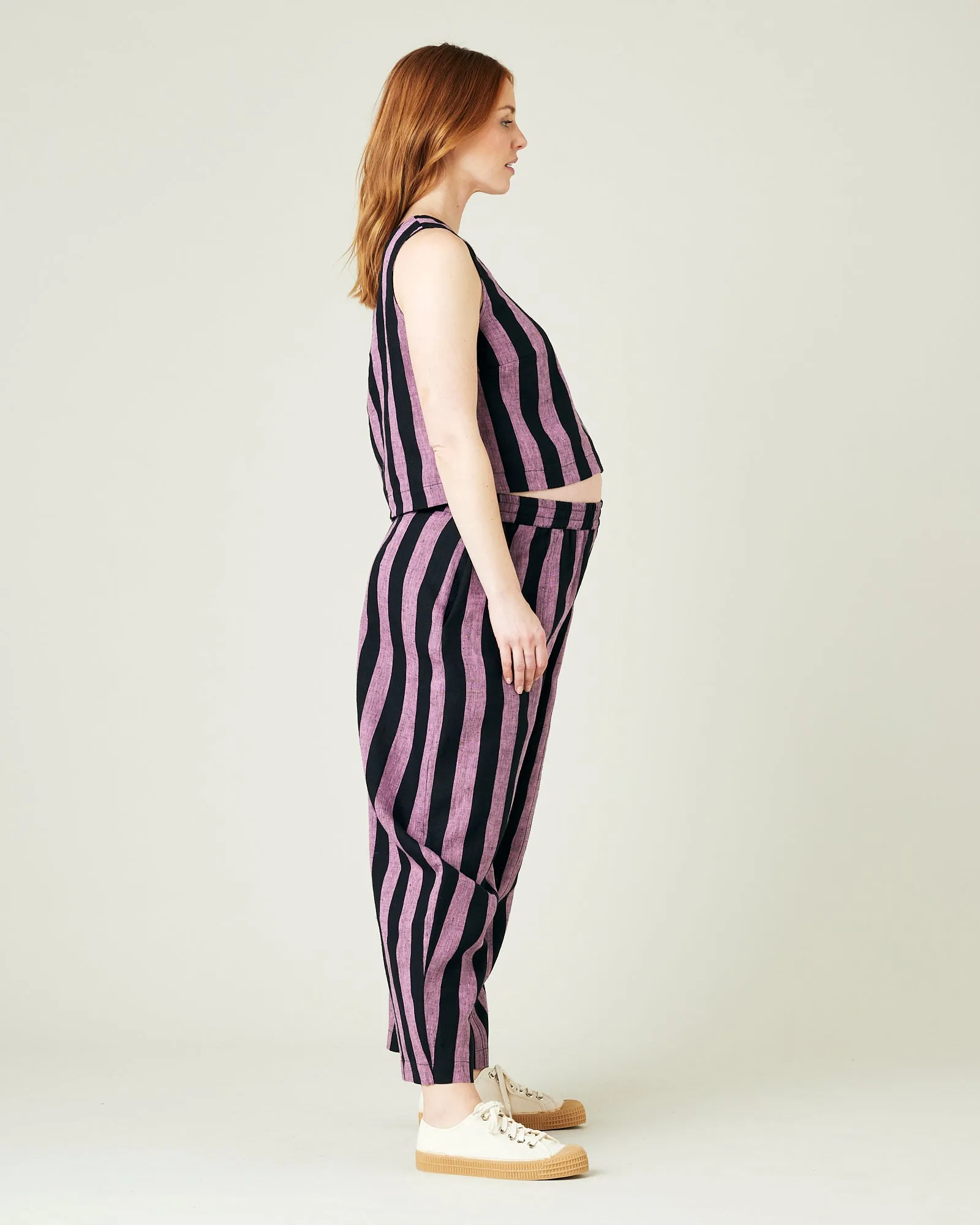 Mabel Pink & Black Stripe Linen Trousers