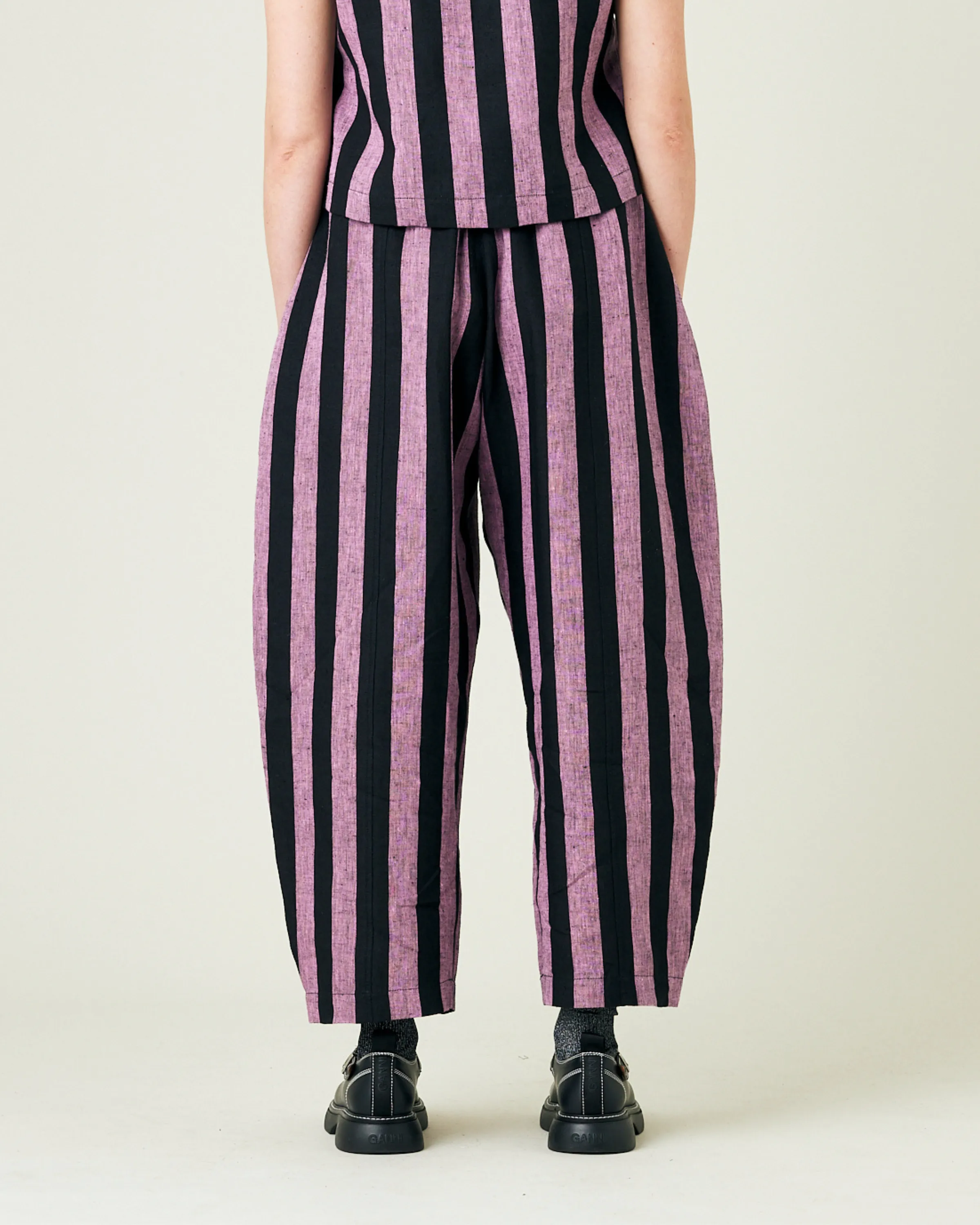 Mabel Pink & Black Stripe Linen Trousers