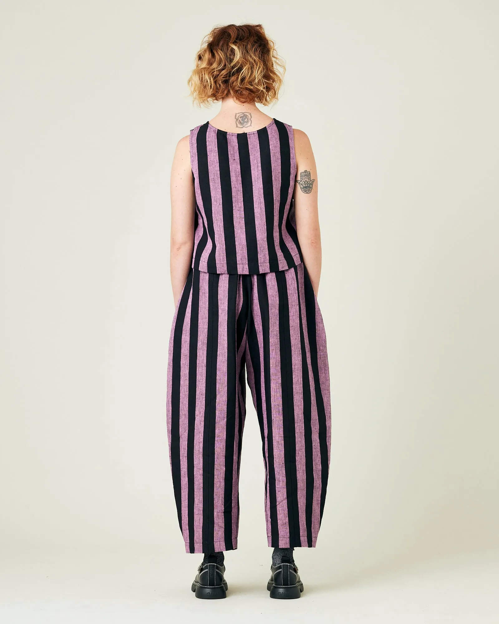 Mabel Pink & Black Stripe Linen Trousers