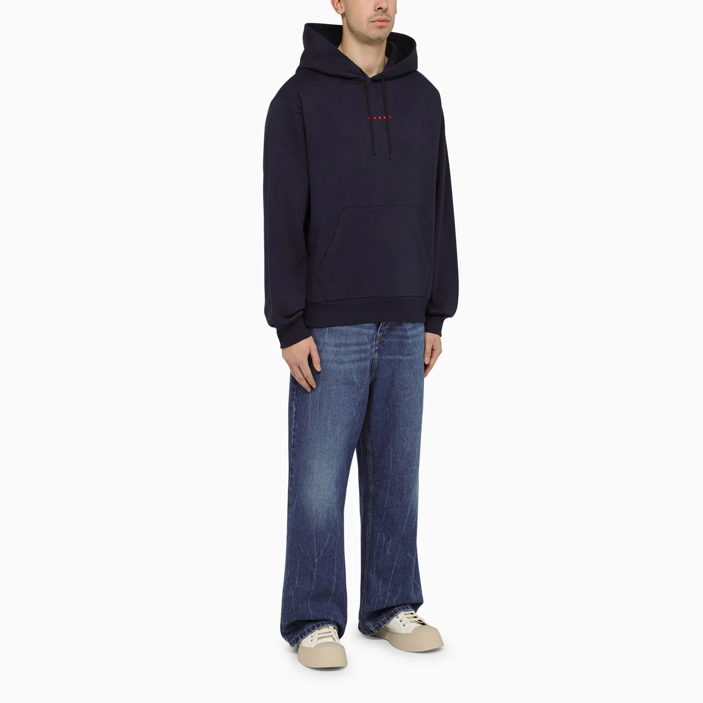 Marni    Marni Blue Hoodie With Logo On Chest