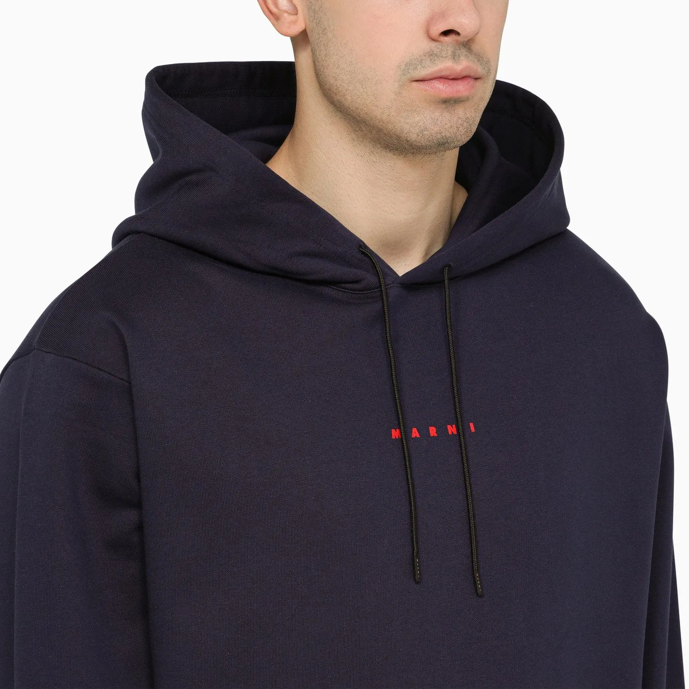 Marni    Marni Blue Hoodie With Logo On Chest