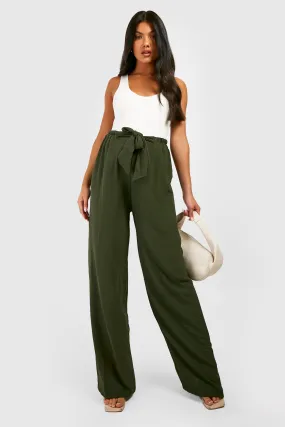 Maternity Crinkle Belted Wide Leg Pants