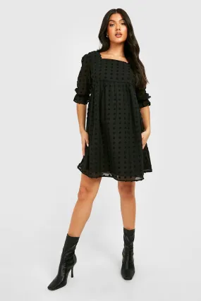 Maternity Dobby Puff Sleeve Smock Dress