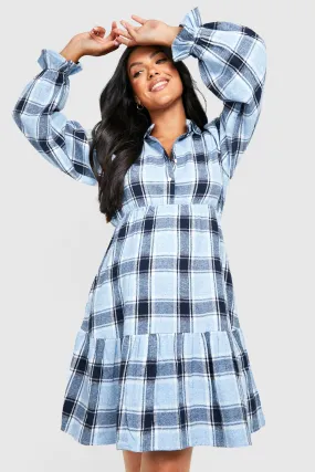 Maternity Flannel Shirt Smock Dress