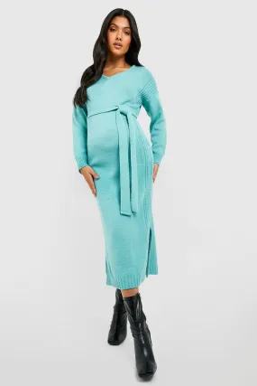 Maternity Knitted Split Midi Dress