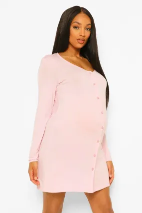 Maternity Long Sleeve Button Front Nightgown