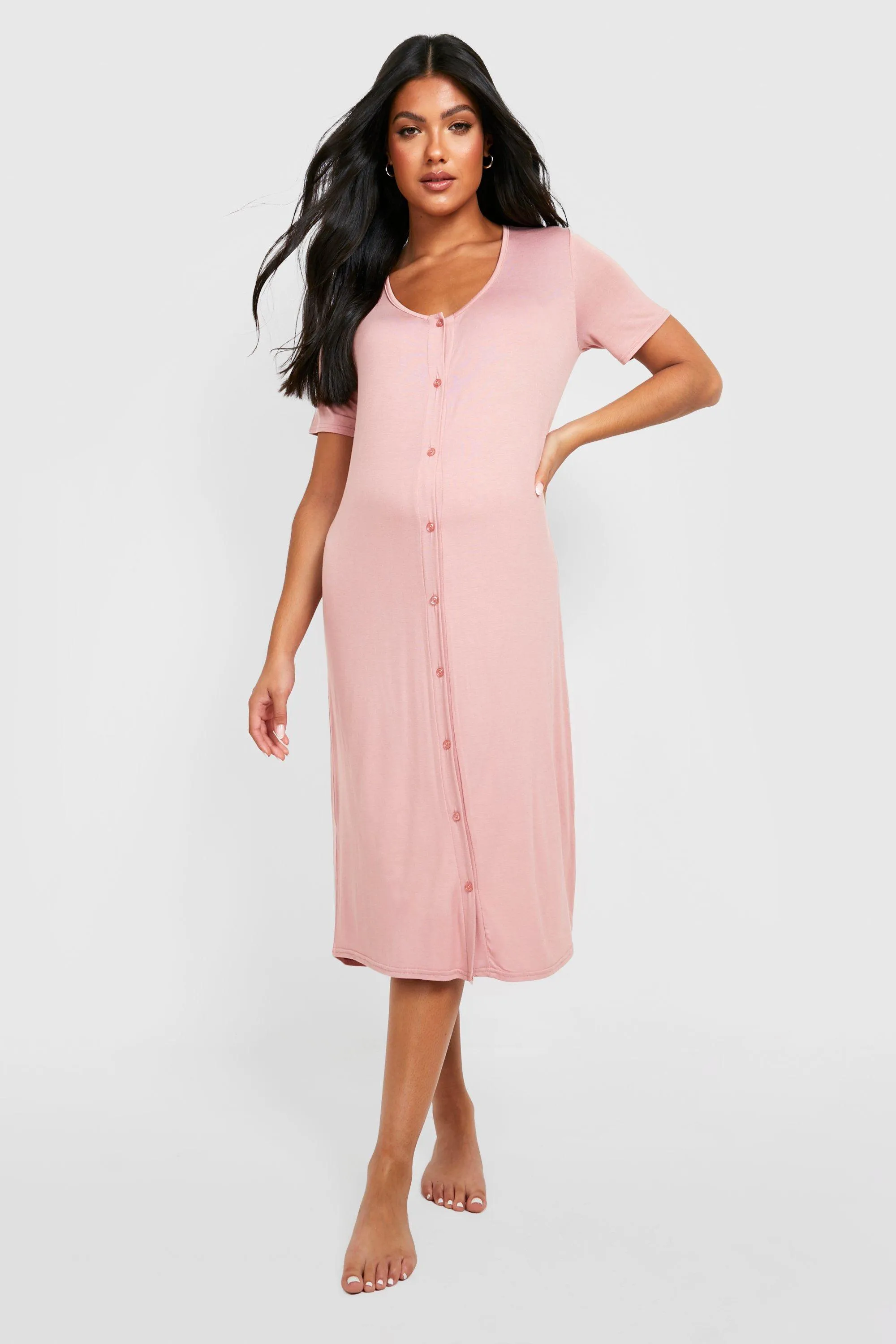 Maternity Midi Button Front Nightgown