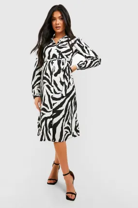 Maternity Printed Midi Shirt Dress