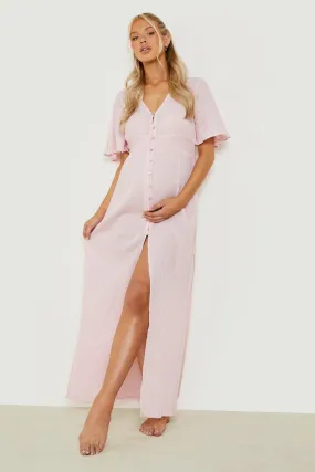 Maternity Shirred Waist Beach Maxi Dress