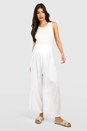 Maternity Shirred Waist Linen Culottes