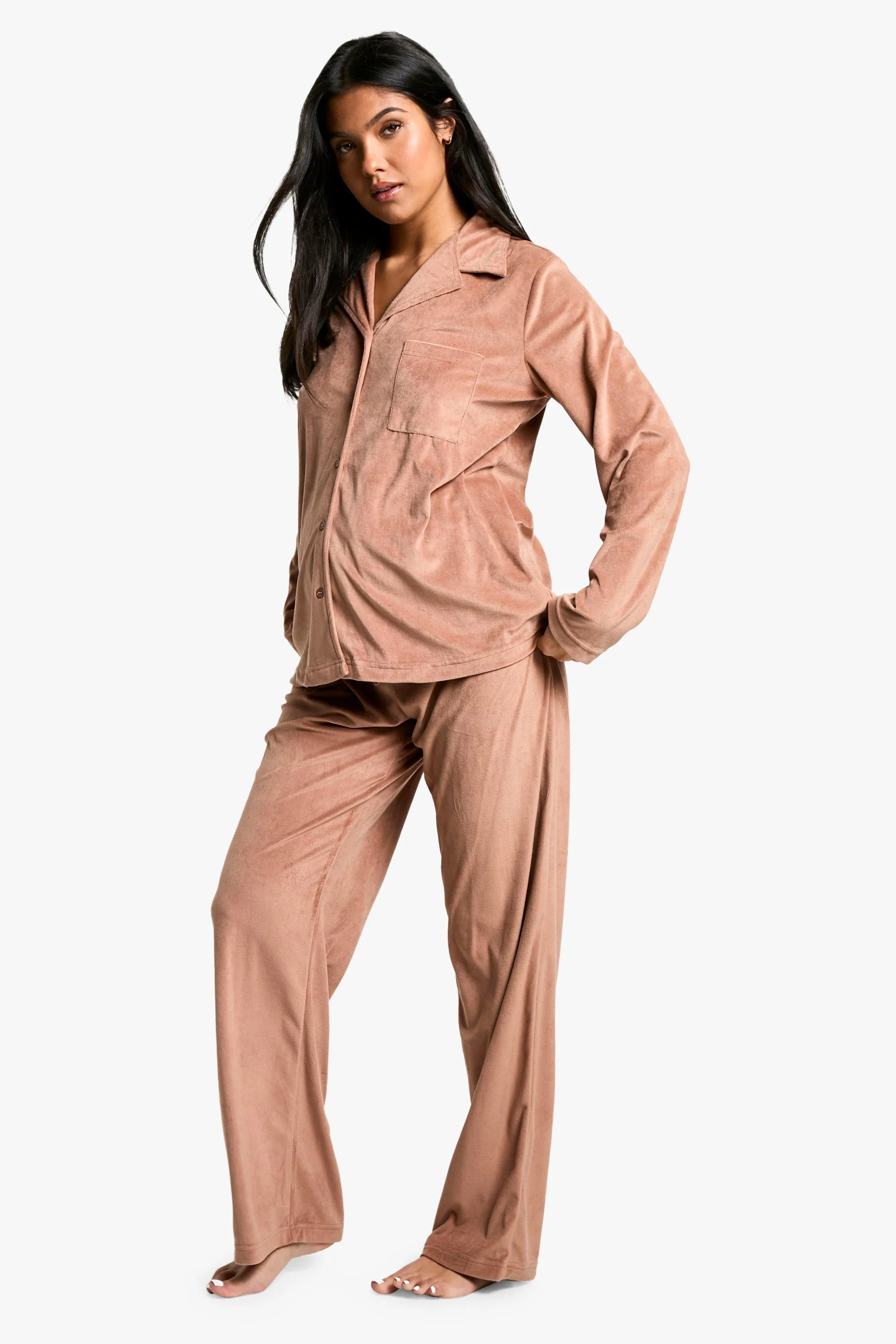 Maternity Velour Fleece Button Up Pj Set