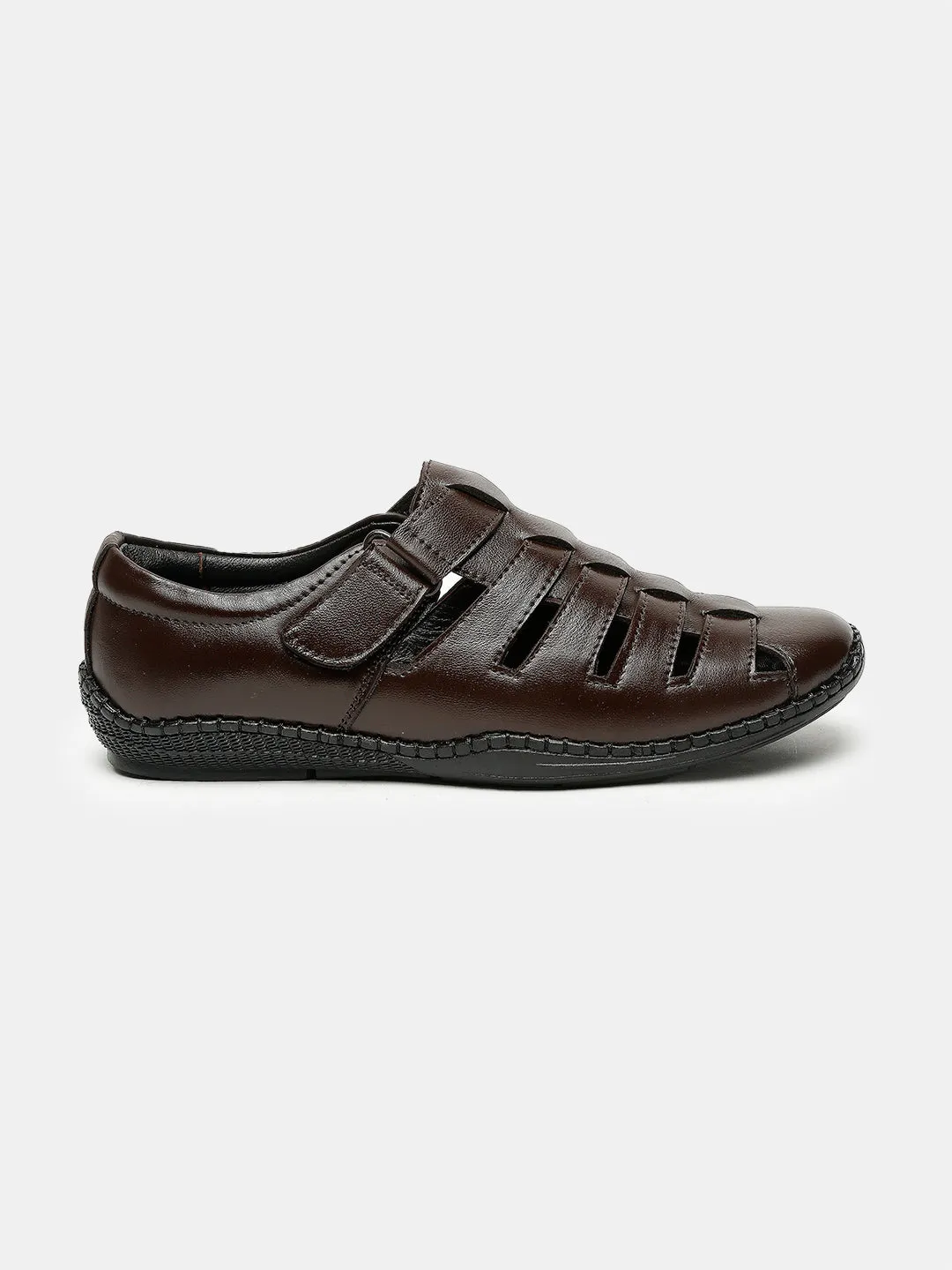 Men Brown Solid Leather Shoe- Style Sandals - Clearance sale