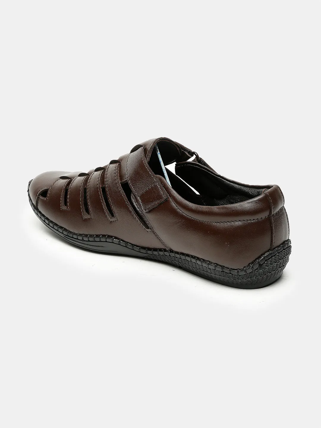 Men Brown Solid Leather Shoe- Style Sandals - Clearance sale