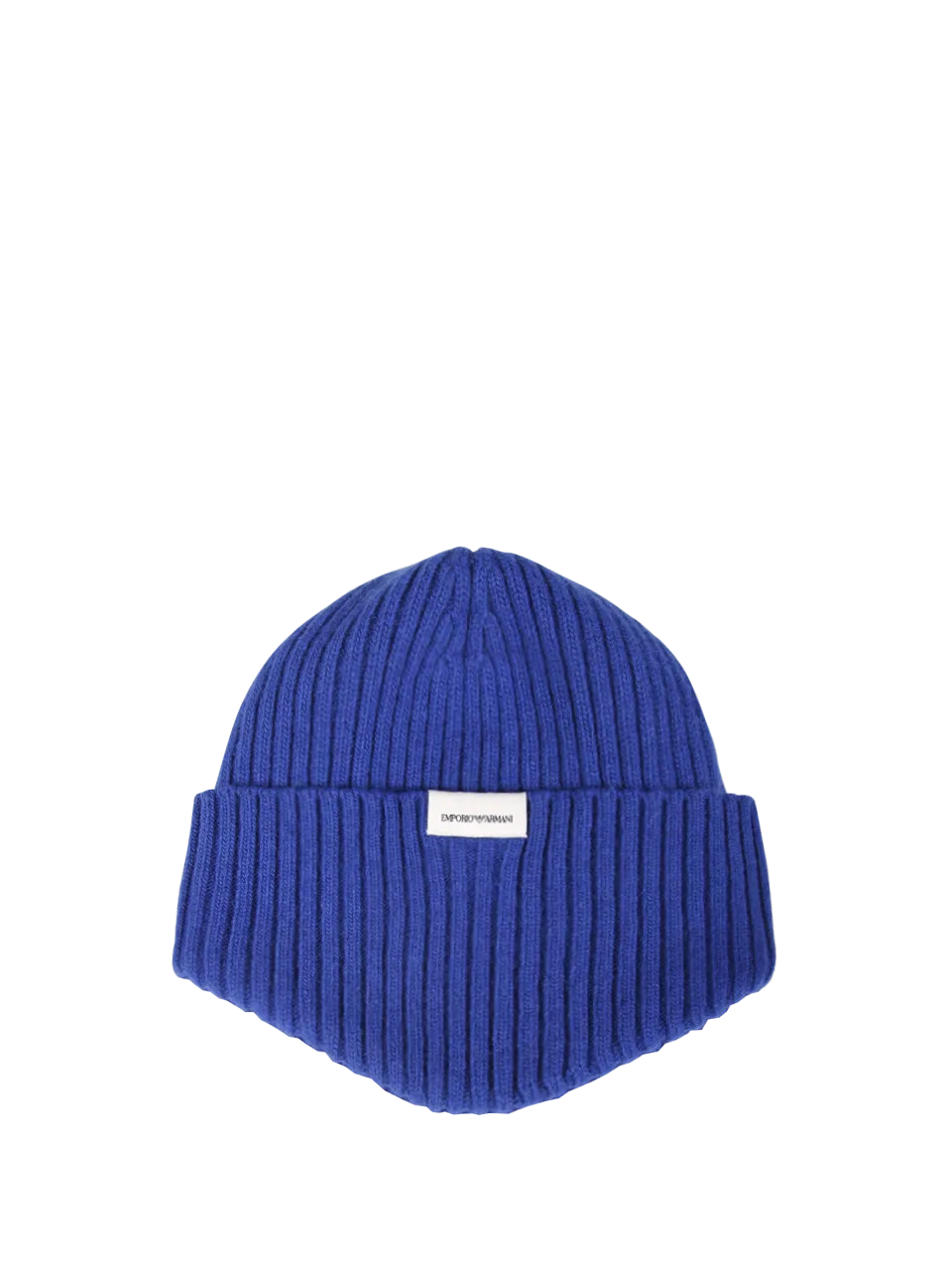 MEN EMPORIO ARMANI BLUE WOOL BEANIE HAT