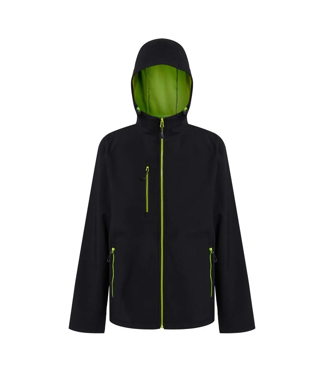 Mens navigate 2 layer soft shell jacket black/lime green Regatta