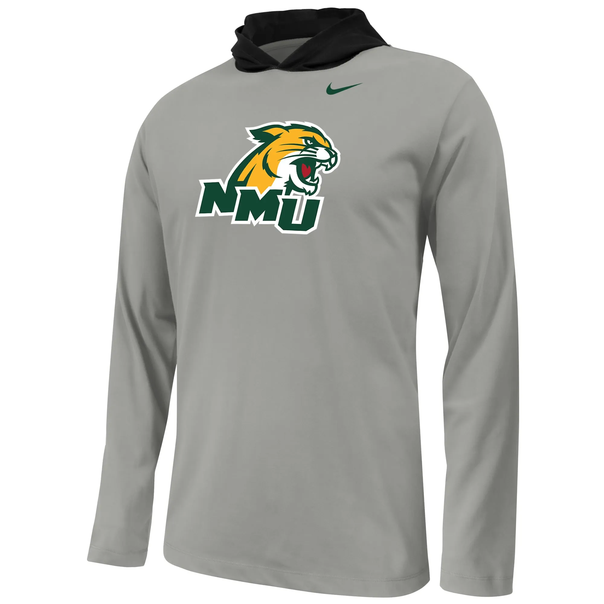 Mens NIKE gry Northern Michigan Wildcats SP Logo FA23 COLORBLOCK LS HOODIE TEE