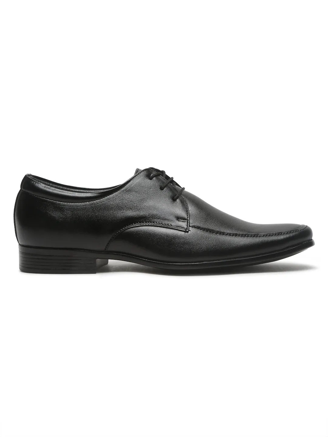 Mens's Black Solid Leather Lace-up Formal Shoes