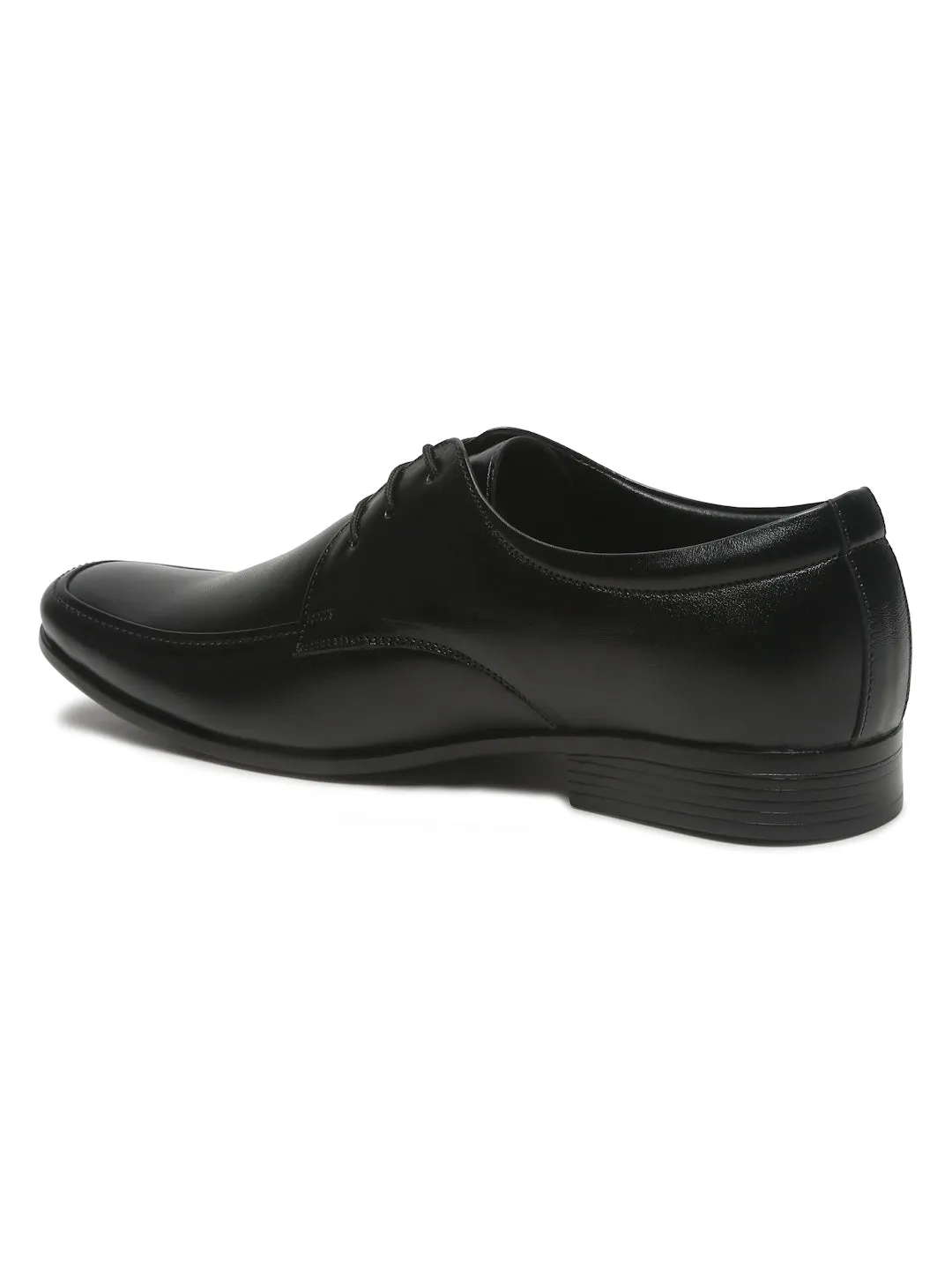 Mens's Black Solid Leather Lace-up Formal Shoes