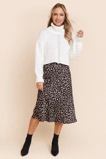 Michelle Leopard Midi Skirt