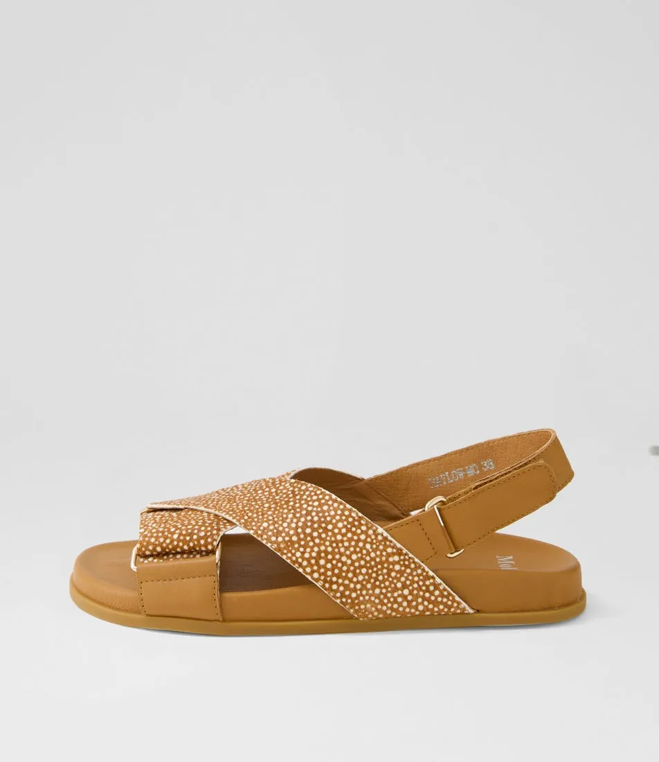 MOLLINI Haylow Dark Tan Spot Pony Leather Sandals