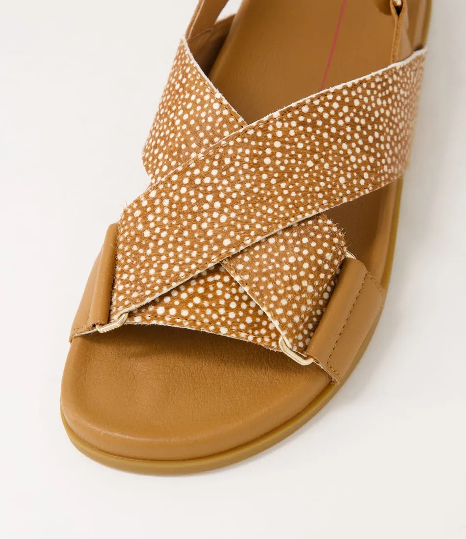 MOLLINI Haylow Dark Tan Spot Pony Leather Sandals