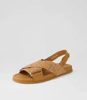 MOLLINI Haylow Dark Tan Spot Pony Leather Sandals