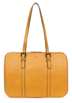 Mustard synthetic shoulder bag with 2 handles 319485