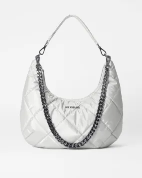 MZ Wallace    Quilted Madison Shoulder Bag Oyster Metallic