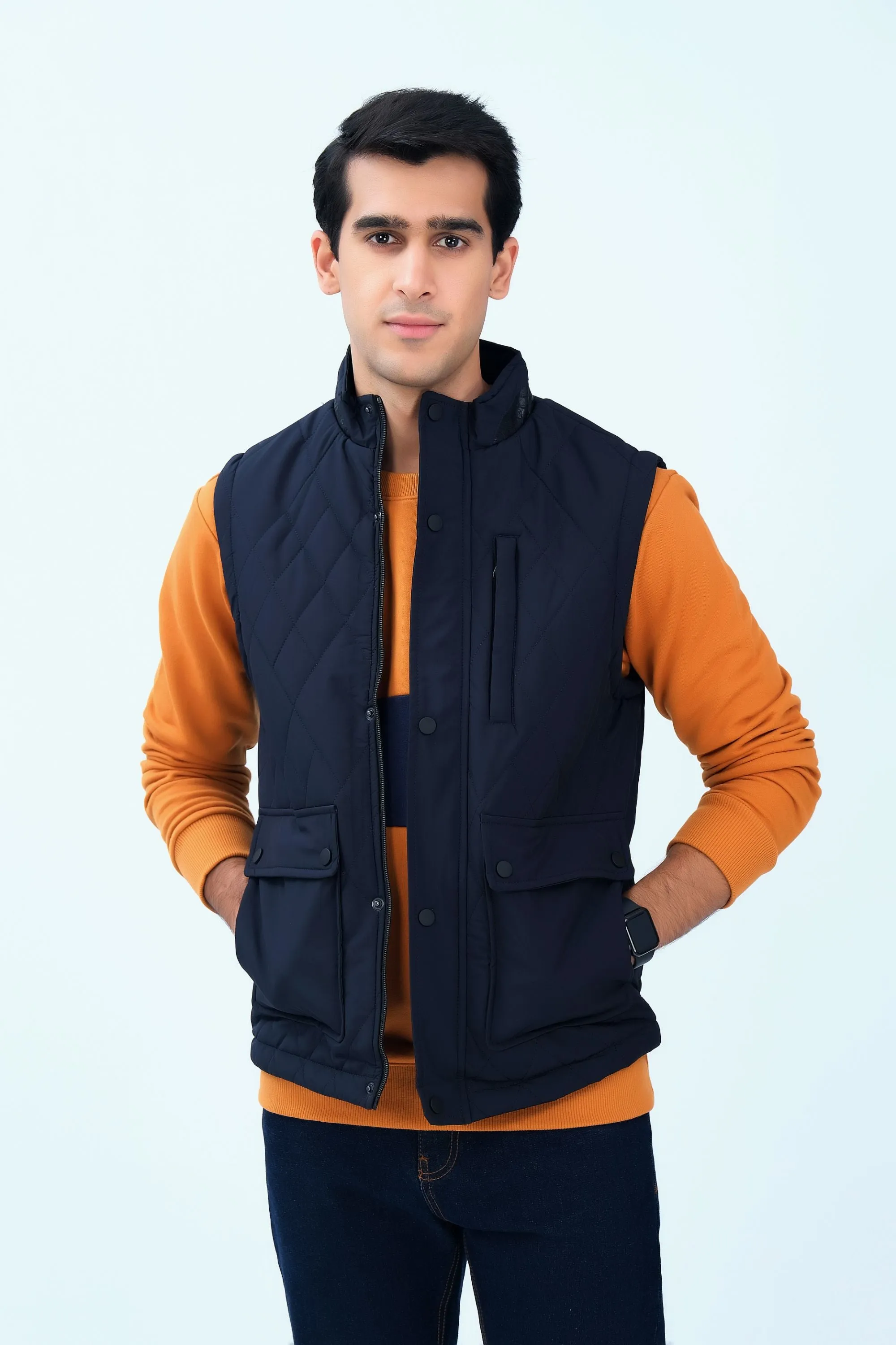 Navy Sleeveless Jacket