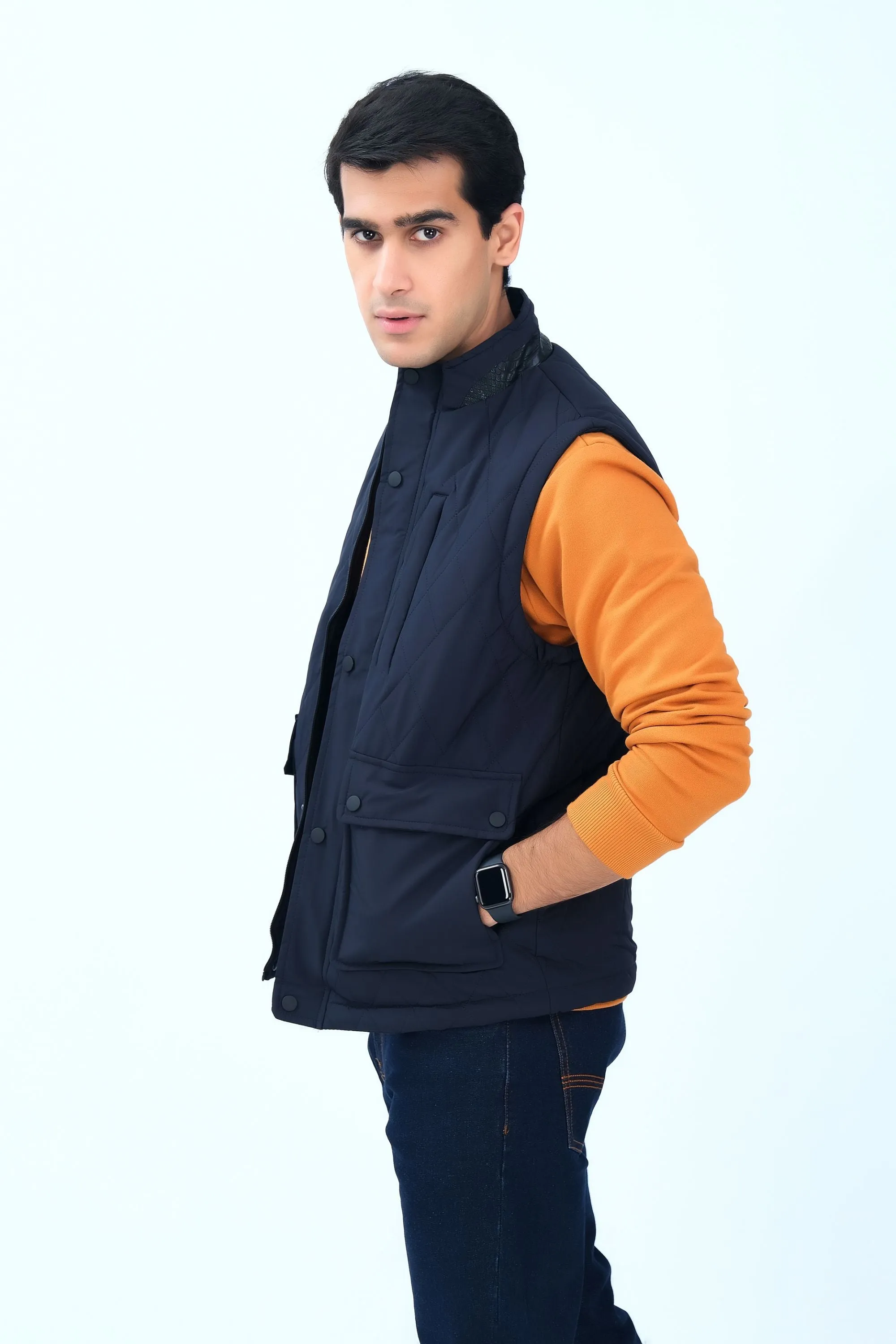 Navy Sleeveless Jacket