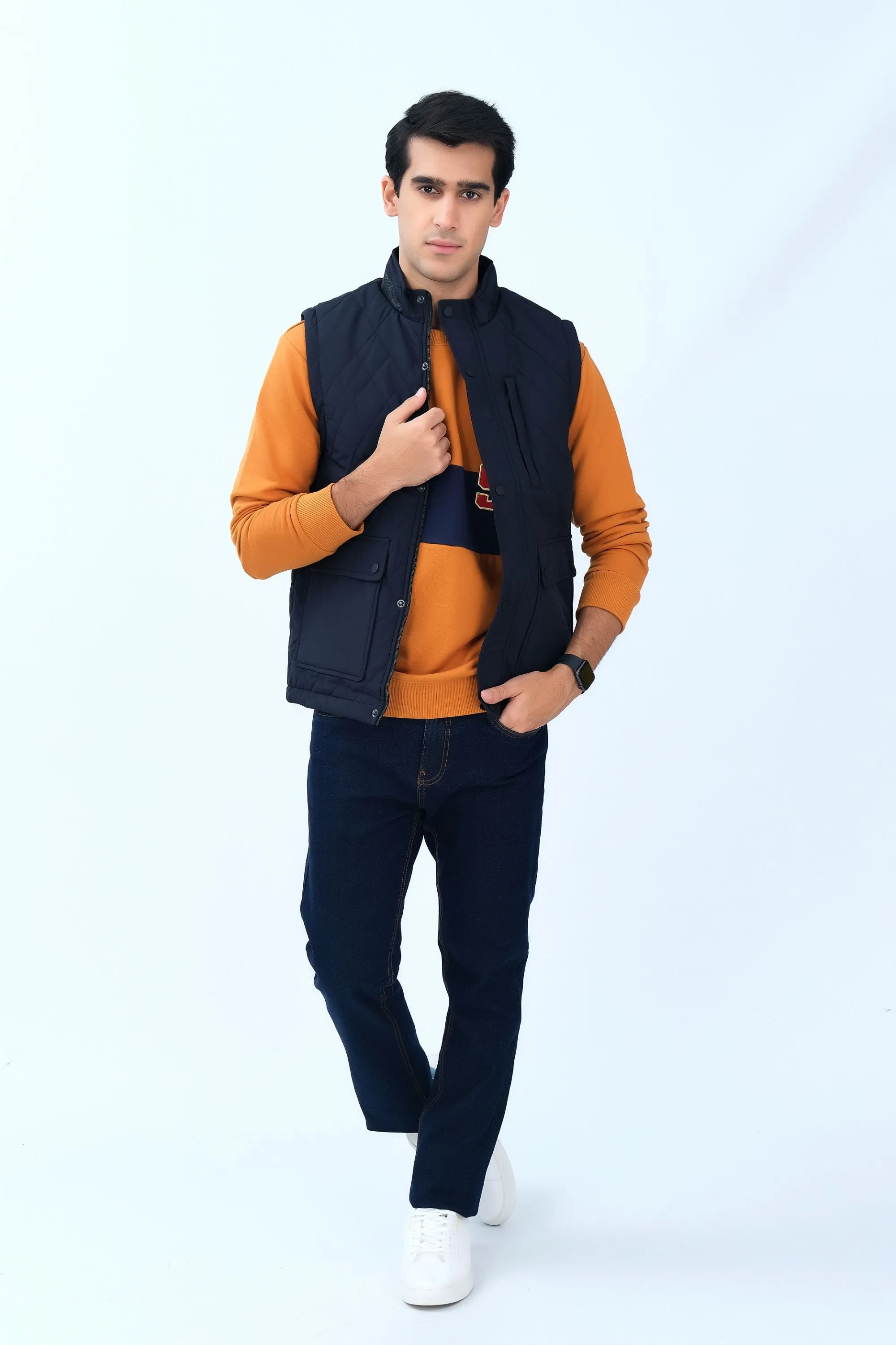 Navy Sleeveless Jacket