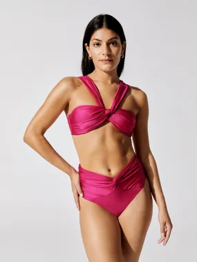 Off-the-shoulder Bikini Top - Cerise