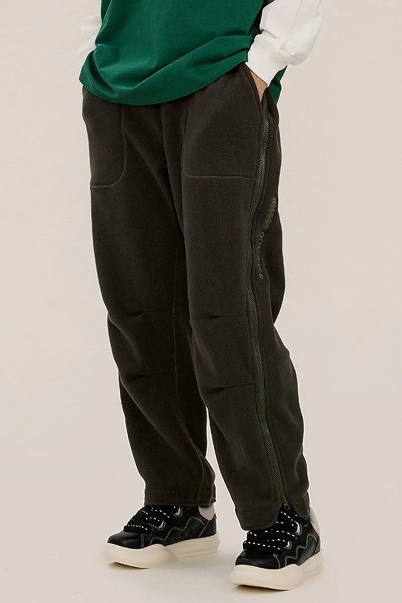 OO Fleece Zipper Loose Trousers